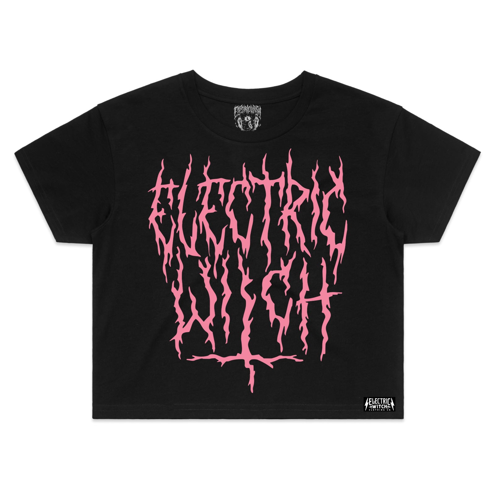 Black Metal Crop Top (Pink)