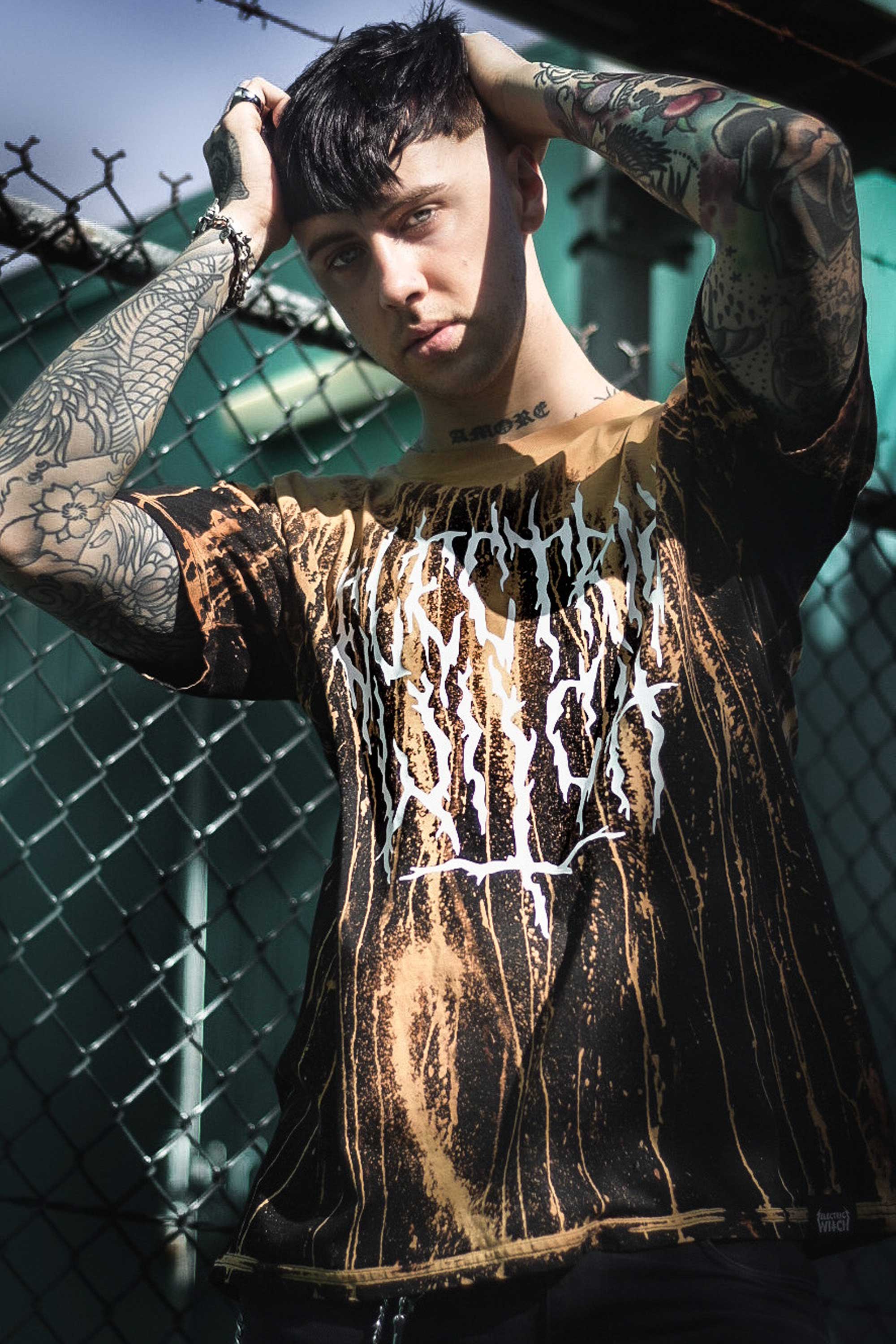 Black Metal Distressed Drip T-Shirt