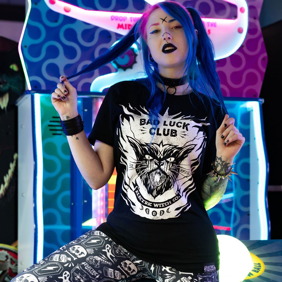 Bad Luck Club Tee | Alternative, Gothic & Occult Clothing Fashion Brand Australia - Electric Witch